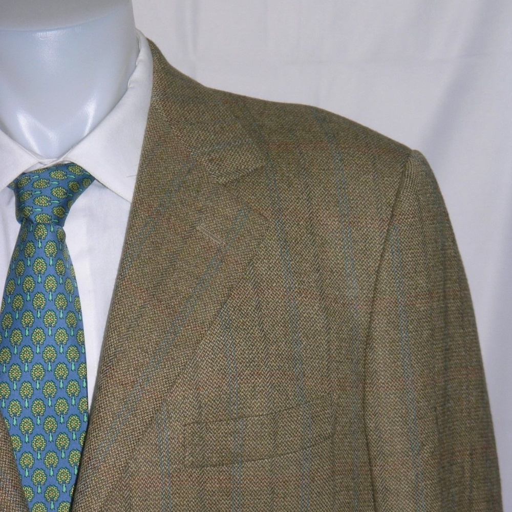 Sartoria Saint Andrews Super 120 Hand Made  Plaid Three Button Sport Coat 46R